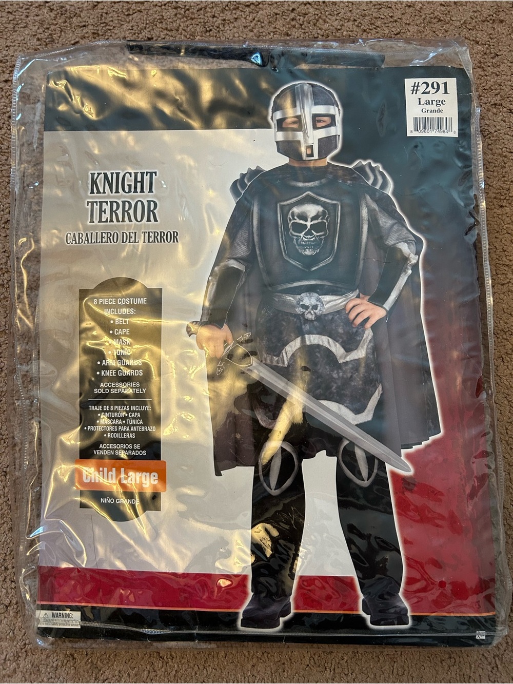 Knight Terror Child Deluxe 8 Pieces Costume - Black and Silver Large